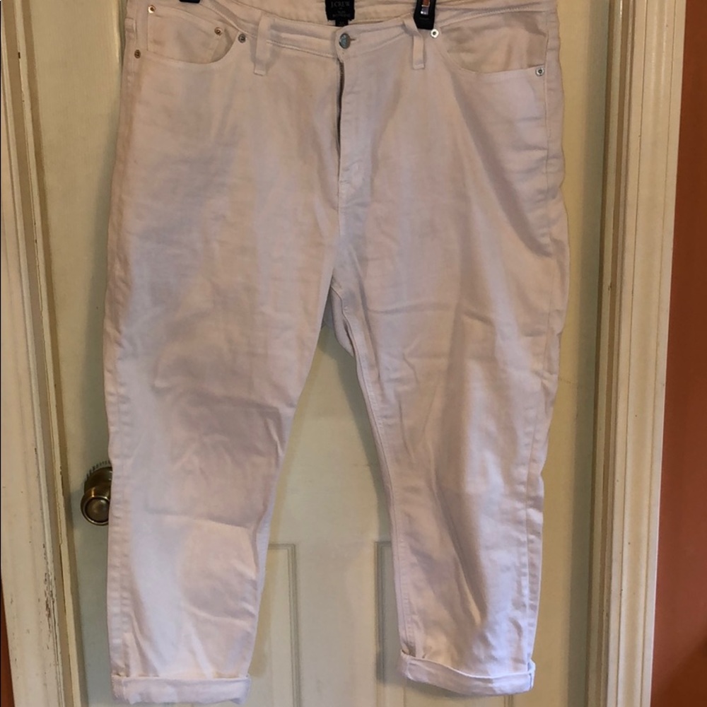J. CREW Slim Boyfriend Cropped White Jeans 34